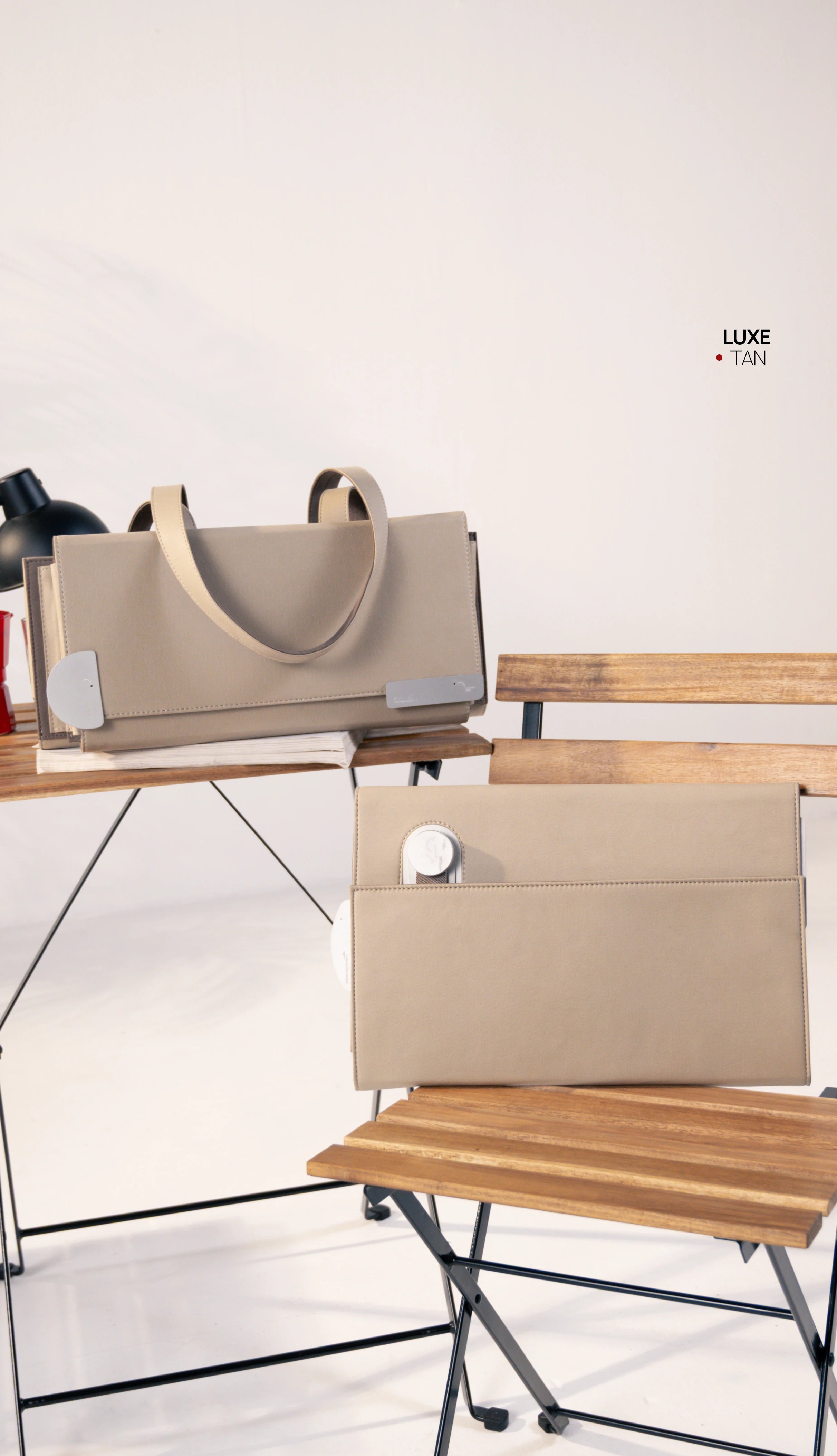Charcoal brief and tote in Luxe Tan
