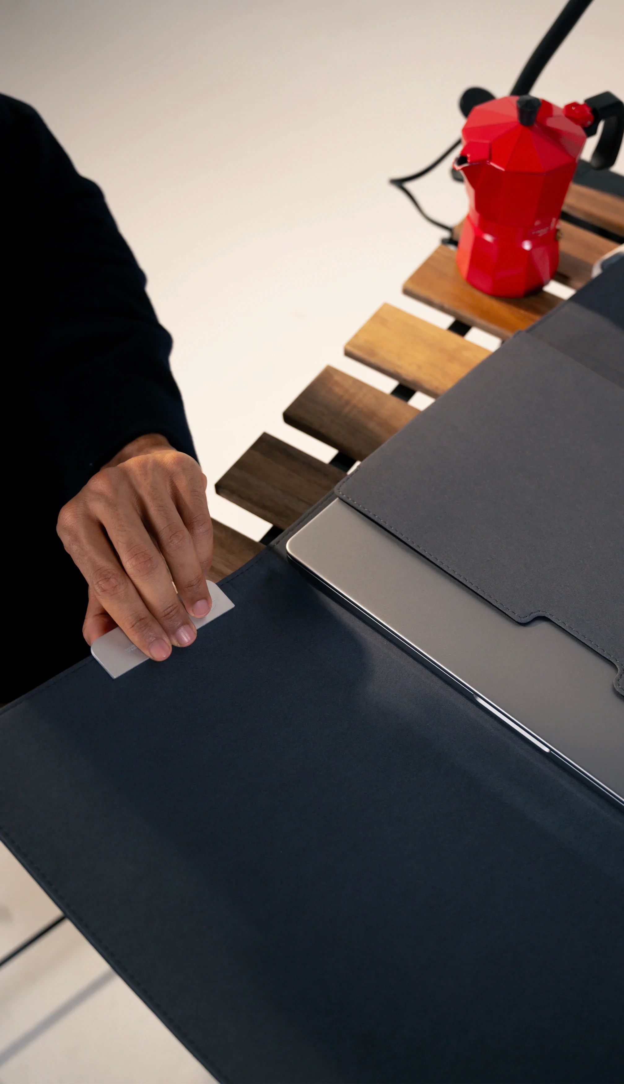 Folio with metal accents