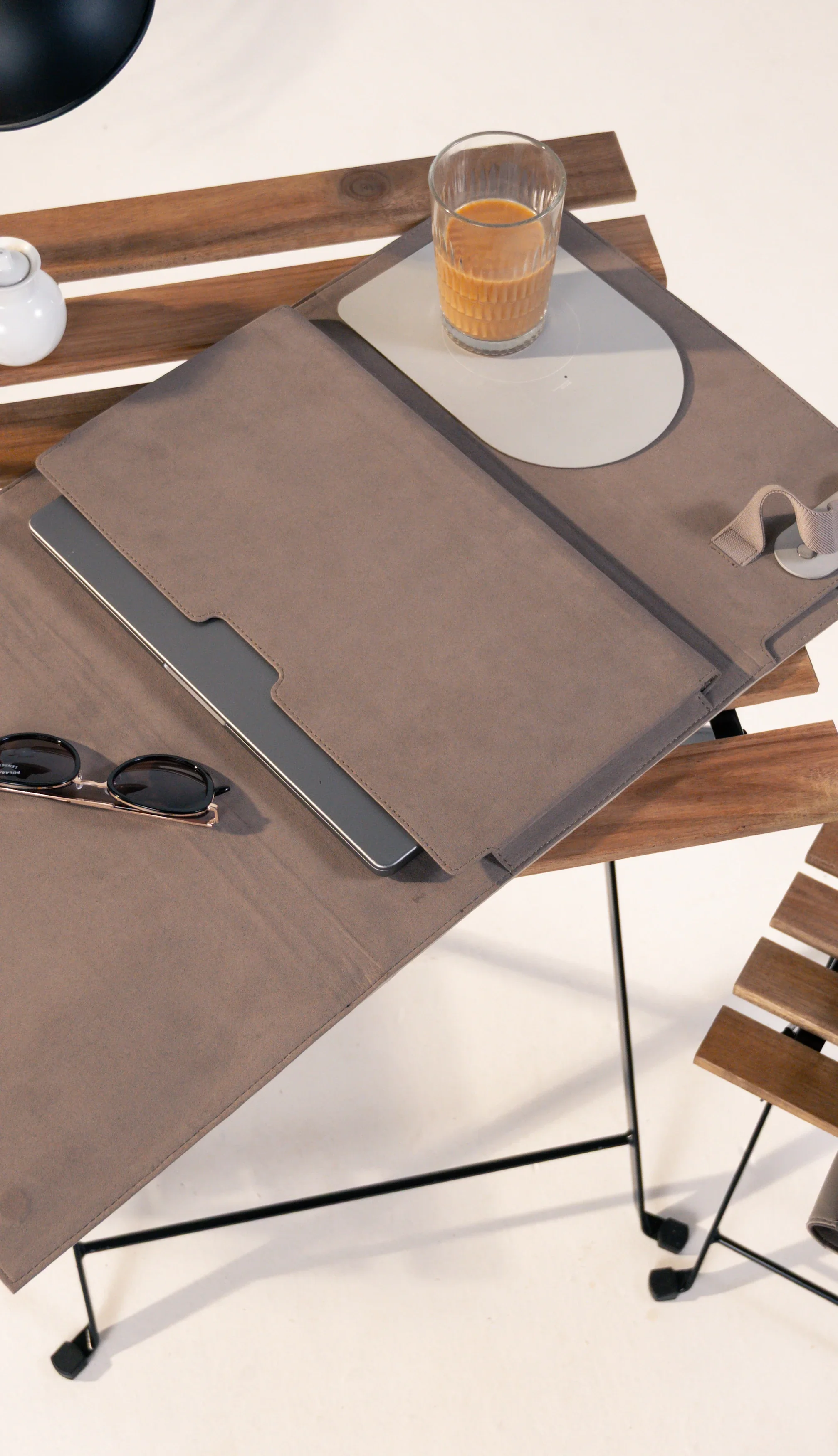 Folio with soft lining and minimalist design.